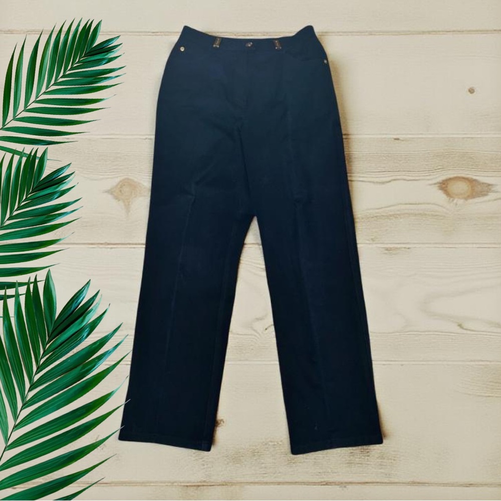 St. John Sport Womens Pants Size 4 Navy Blue Trousers Pockets Stretch High Rise